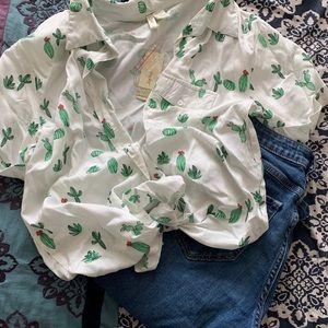 Cactus Button Up Tie Front